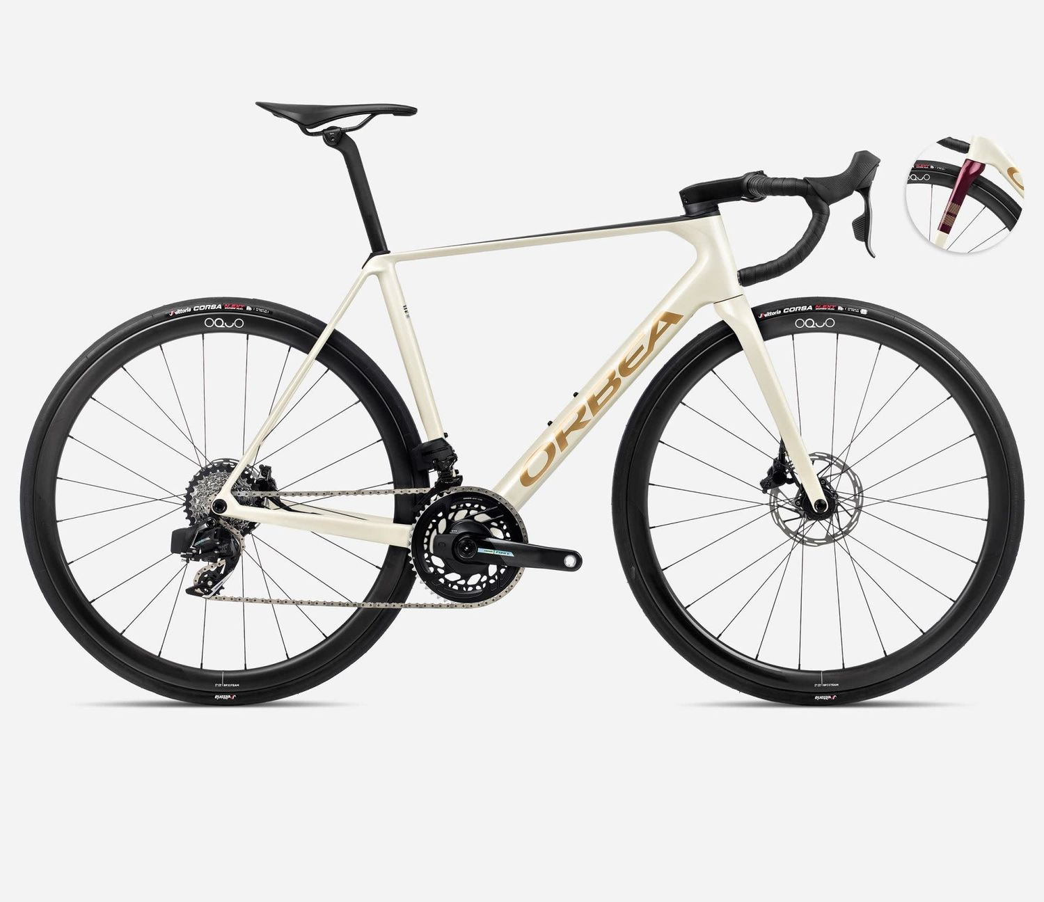 Orbea Orca M21e Team PWR 2025, Color: Ivory White-Burgundy (Gloss)-Vulcano (Matt), Size: 47 cm