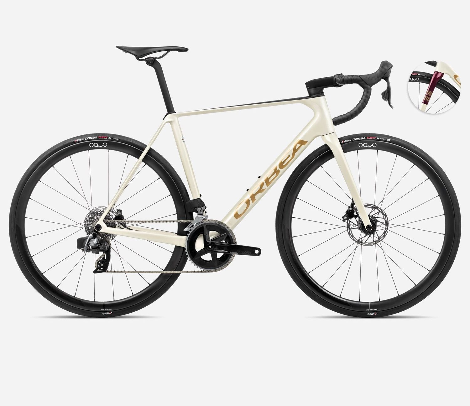 Orbea Orca M31E Team 2025, Color: Ivory White-Burgundy (Gloss)-Vulcano (Matt), Size: 47 cm