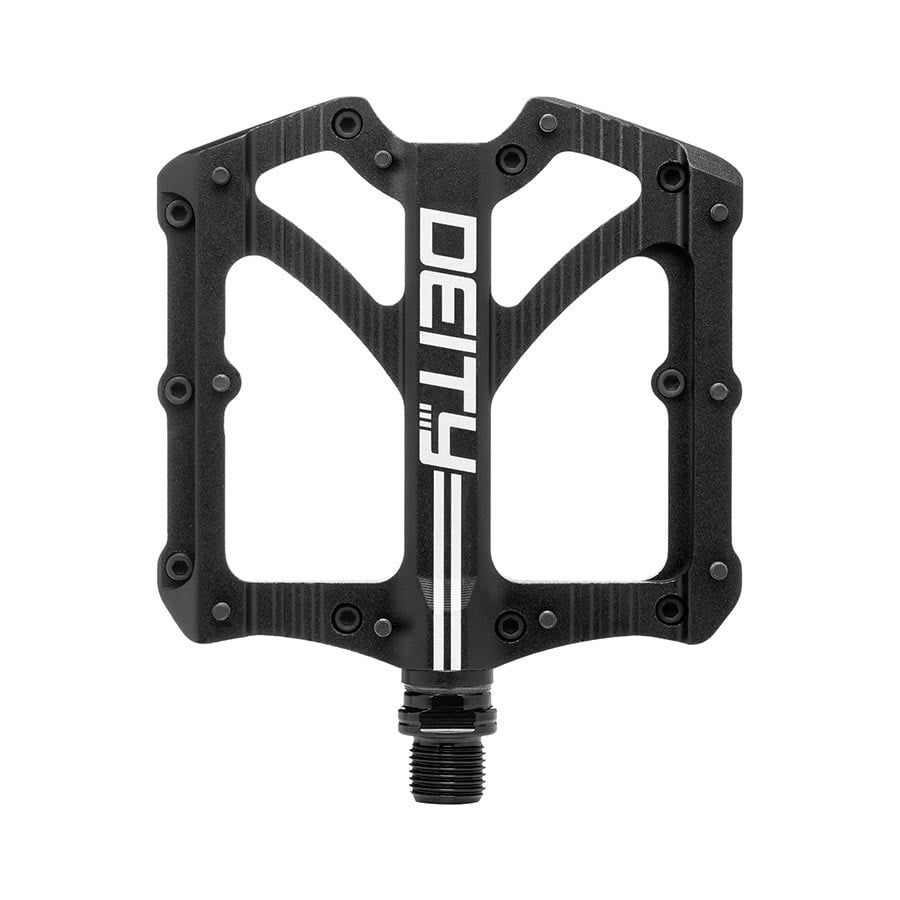 Deity, Bladerunner, Platfrm Pedals, AL-6061 bdy, Cr-M axle, 103mm x 100mm, Color: Black