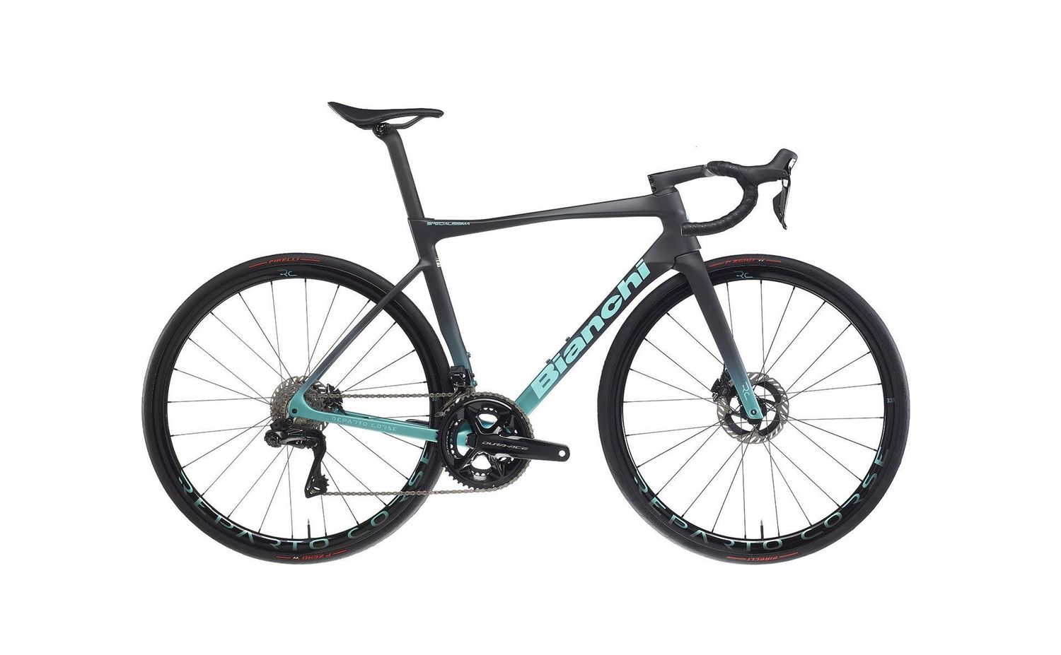 Bianchi Specialissima RC Durace Di2 12spd Powermeter 2025, Color: Carbon/Celeste/Metallic Celeste, Size: 47cm