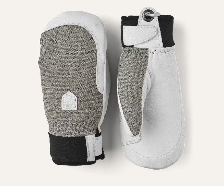 HESTRA Army Leather Patrol Mitt Womens, Color: Light Grey, Size: 9