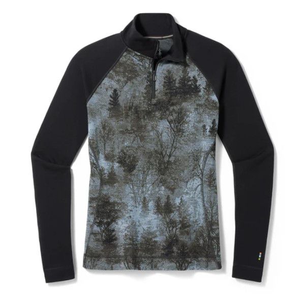 SMARTWOOL Classic Merino Base Layer 1/4 Zip Boxed Womens, Color: Black Forest, Size: XS