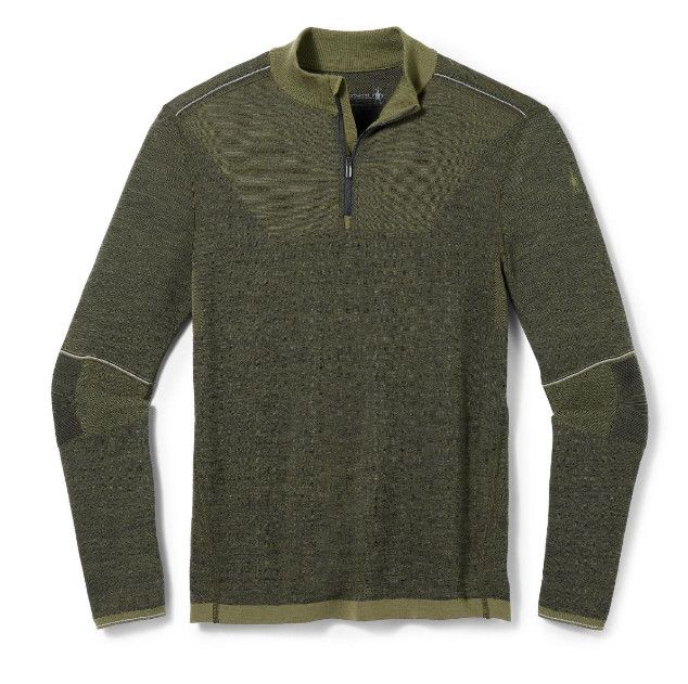 SMARTWOOL Intraknit Thermal Max Merino Base Layer 1/4 Zip Mens, Color: Winter Moss, Size: LG