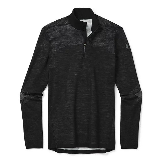 SMARTWOOL Intraknit Thermal Merino Base Layer 1/4 Zip Mens, Color: Black White, Size: SM