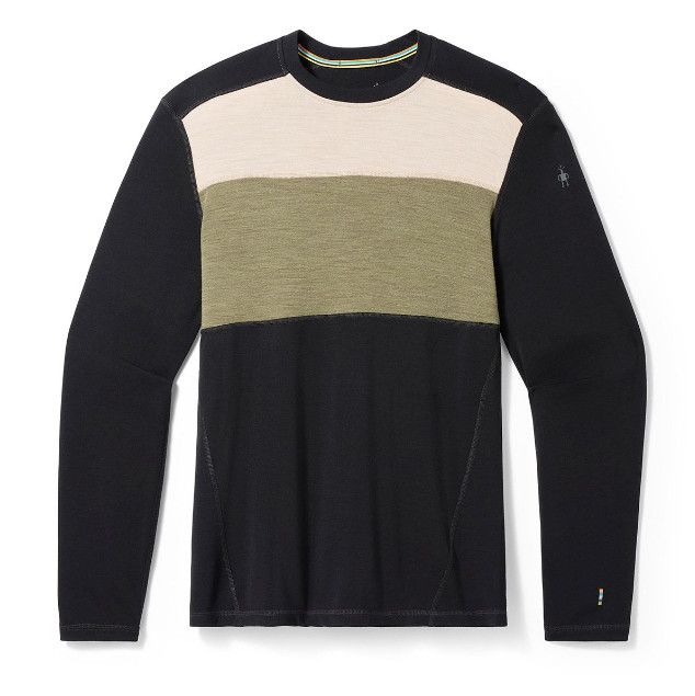SMARTWOOL Classic Merino Base Layer CB Crew Boxed Mens, Color: Black Winter Moss, Size: XL