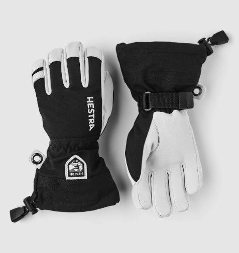 HESTRA Army Leather Heli Ski Glove Youth, Color: Black, Size: 4