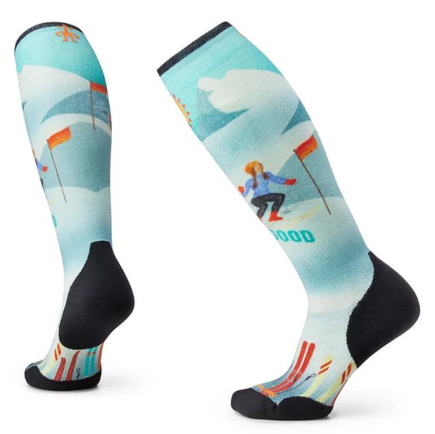 SMARTWOOL Ski Targeted Cushion OTC Socks Womens, Color: Snow Bunny Print, Size: SM