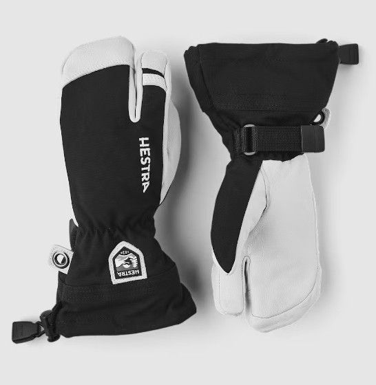 HESTRA Heli Ski Jr 3-Finger, Color: Black, Size: 7