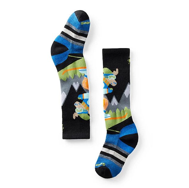 SMARTWOOL Wintersport Full Cushion Mountain Moose Pattern OTC Socks Youth, Color: Black, Size: SM