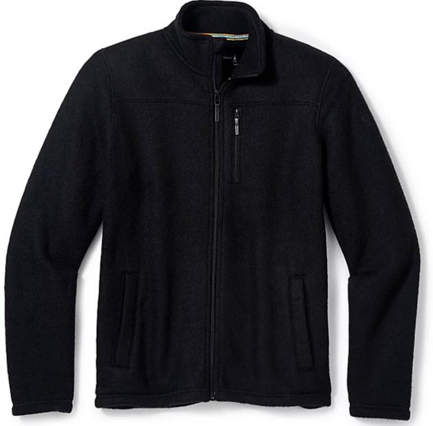 SMARTWOOL Mens Hudson Trail Fleece Full Zip Jacket, Color: Black, Size: MD