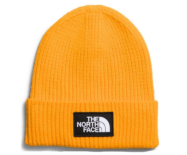 THE NORTH FACE TNF Logo Box Cuffed Beanie, Color: Summit Gold