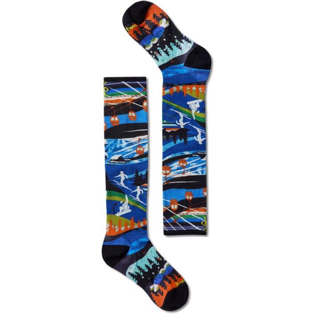 SMARTWOOL Ski Zero Cushion Skication Print Youth, Color: Blue, Size: XL