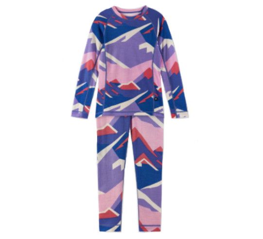 REIMA Taitoa Wool Base Layer Set Youth, Color: Breezy Violet, Size: 8-9Y
