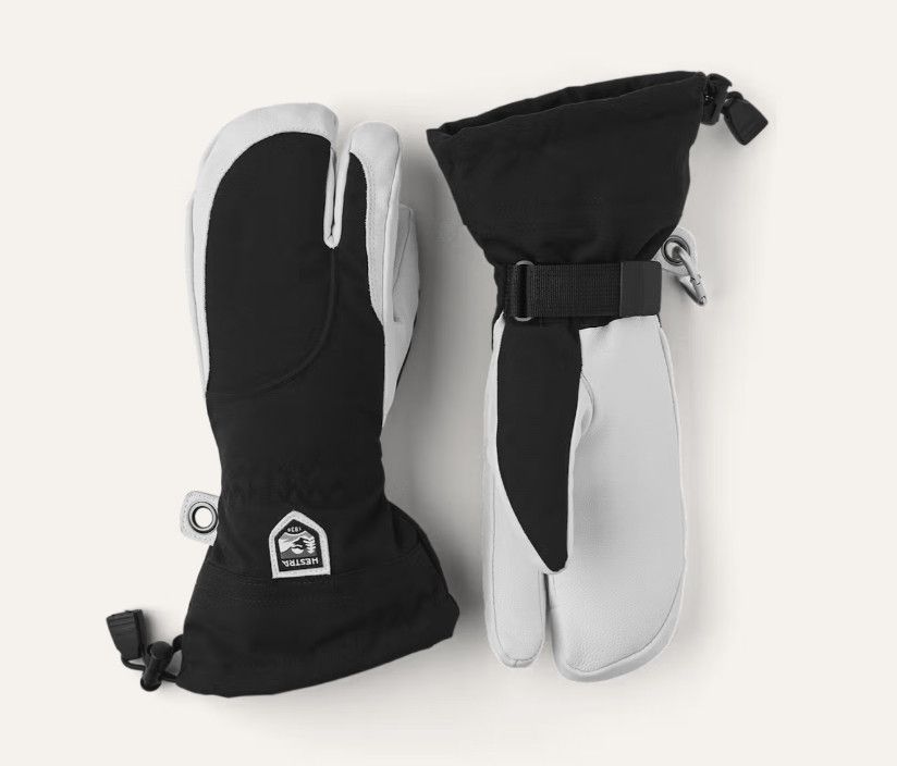 HESTRA Heli 3-Finger Womens, Color: Black/Off White, Size: 9