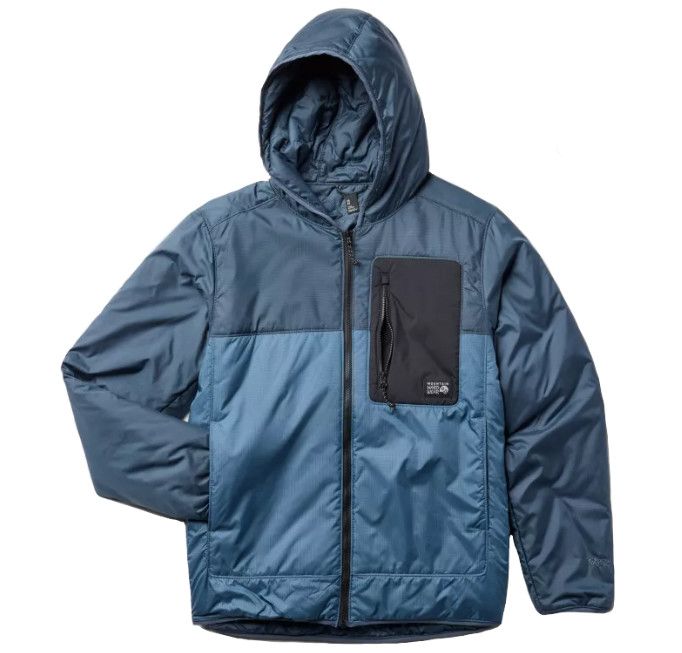 MOUNTAIN HARDWEAR Apres Pro Insulated Hooded Jacket Mens, Color: Adriatic Blue, Size: XL