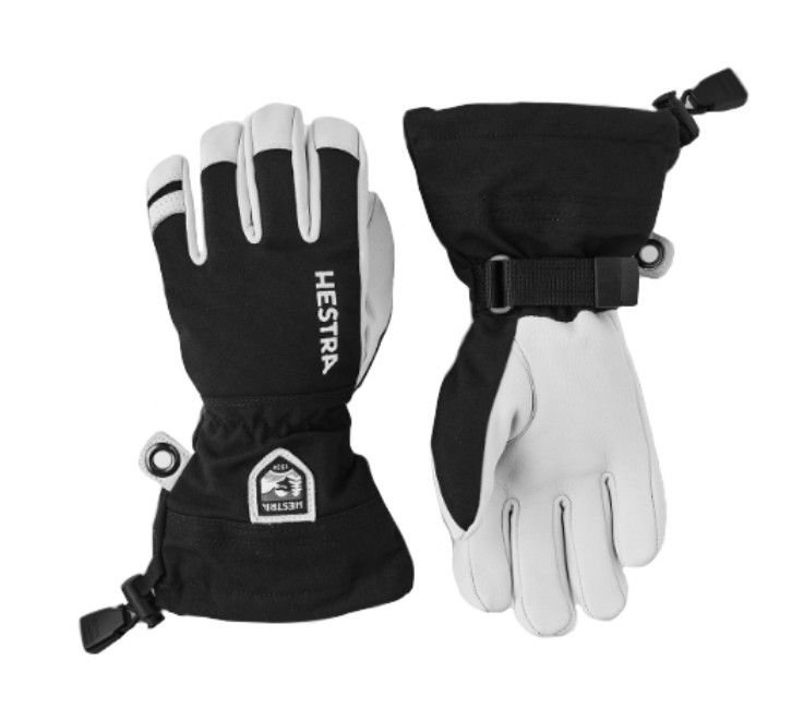 HESTRA Army Leather Heli Ski Glove Youth, Color: Black, Size: 4