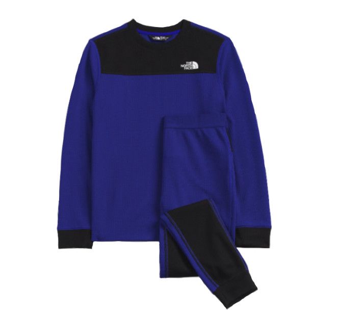 THE NORTH FACE Teen Waffle Set, Color: Lapis Blue, Size: XXL