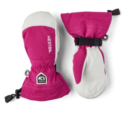 HESTRA Heli Ski Jr Mitt, Color: Fuschia, Size: 6