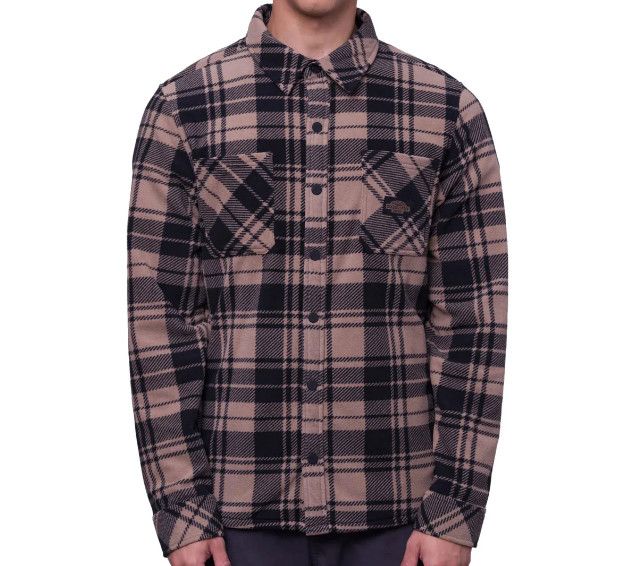 686 Sierra Fleece Flannel Mens, Color: Dune Plaid, Size: SM
