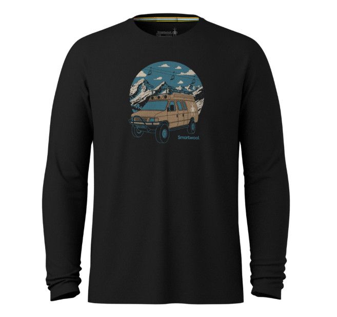 SMARTWOOL First Chair Pursuit Active Long Sleeve Tee Mens, Color: Black, Size: SM