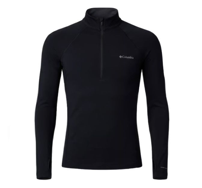 COLUMBIA Midweight Stretch Long Sleeve Half Zip Top Mens, Color: Black, Size: SM