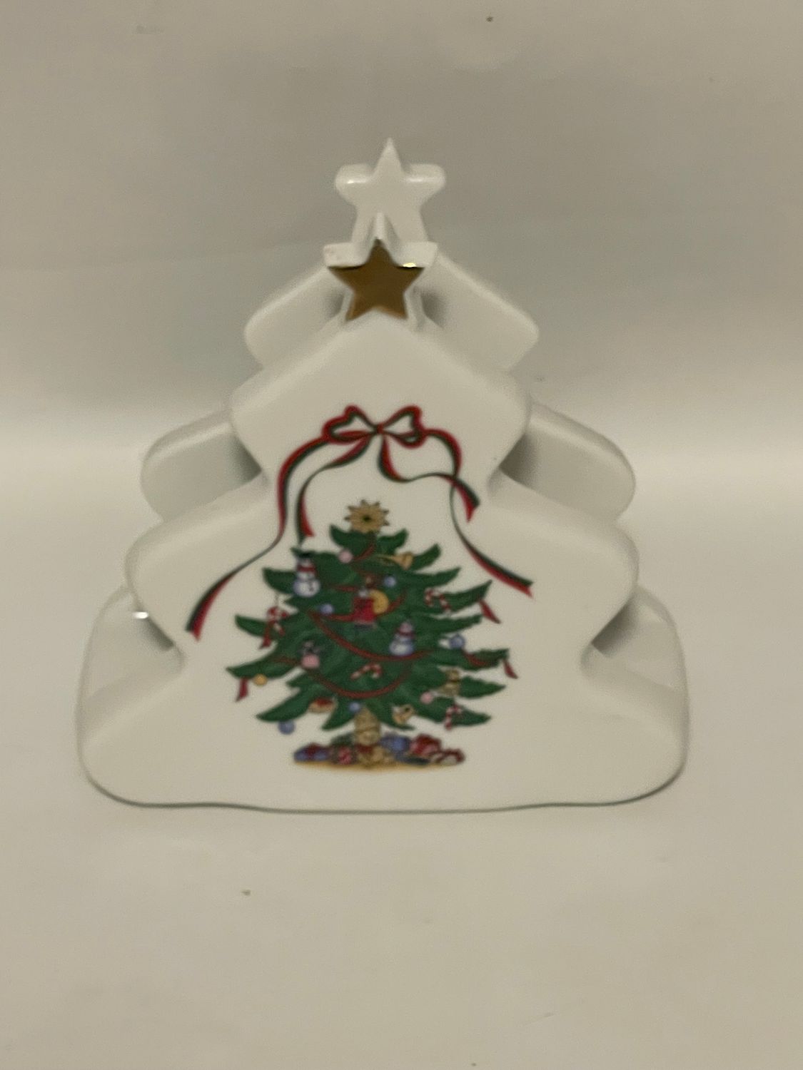 CHRISTMAS RIBBONS NAPKIN HOLDER 5"
