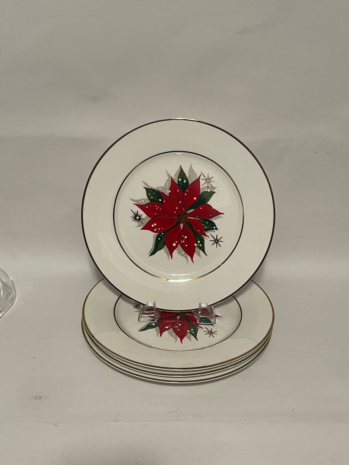 HOLIDAY POINSETTIA DINNER PLATE 10.5" SET OF 4