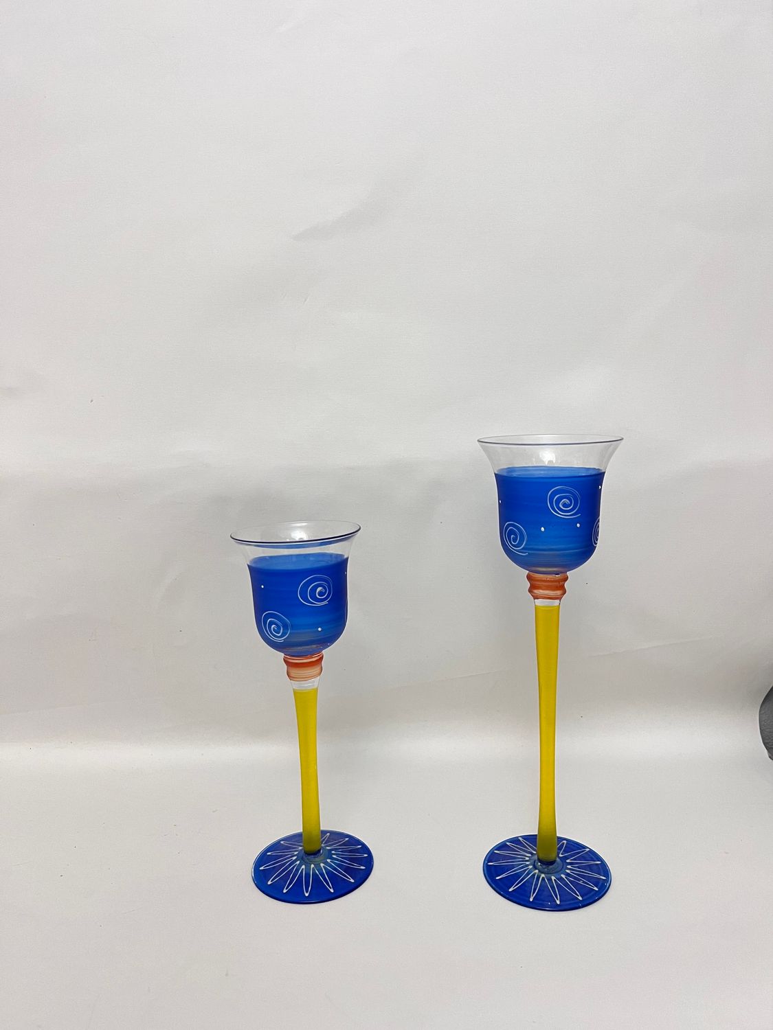 HANDPAINTED CELESTAL CANDLESTICK HOLDERS