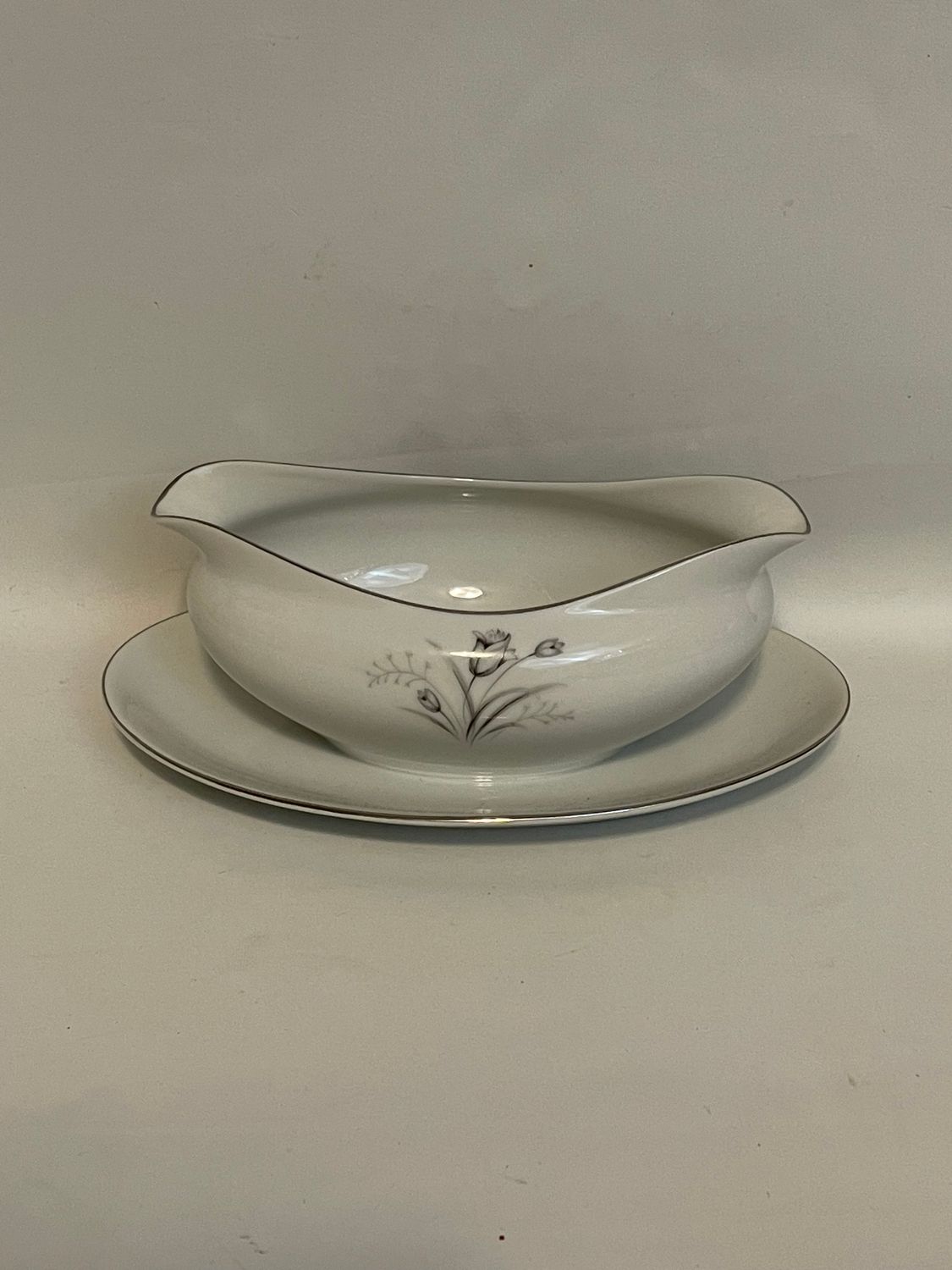 ROYAL ELEGANCE GRAVY BOAT AND ATTACHED UNDERPLATE