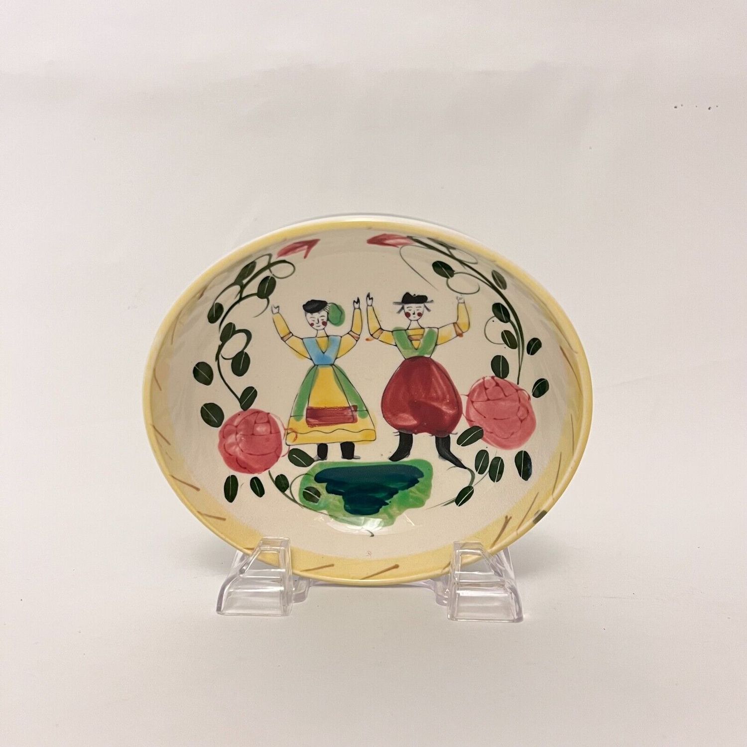 FOLK ART DUTCH SALAD BOWL 11"