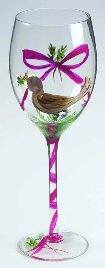 TWELVE DAYS OF CHRISTMAS WATER GLASS FOUR CALLING BIRDS