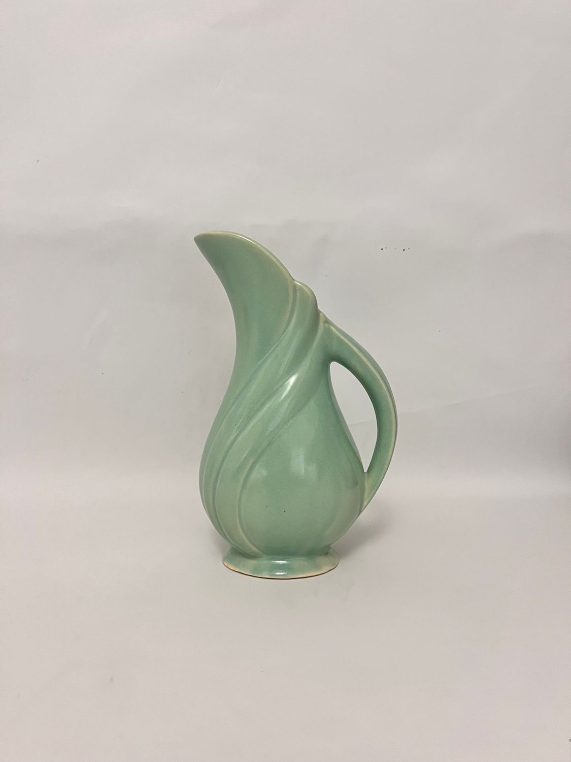 TURQUOISE GREEN SWIRL PITCHER 8 "