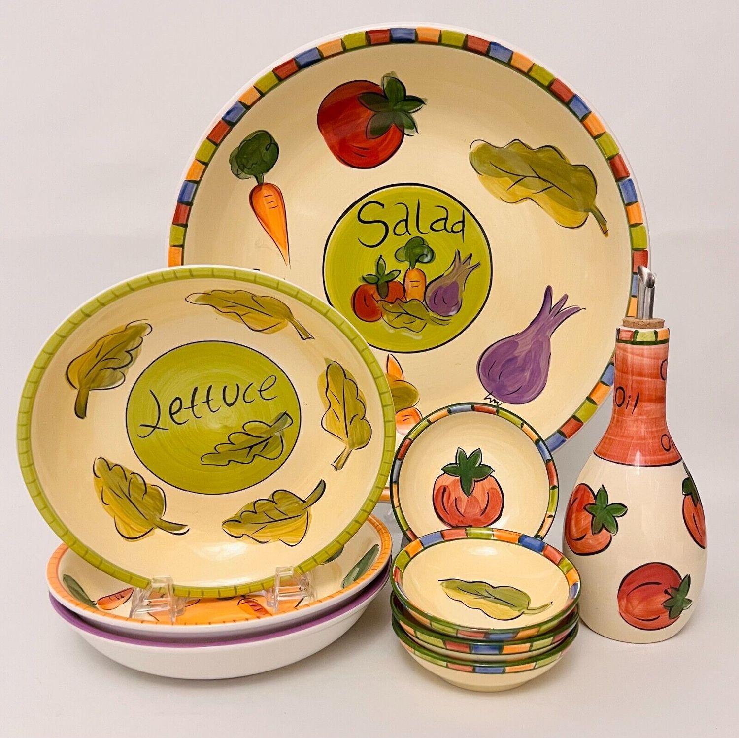 SALAD BOWL AND OIL SET 9 PC