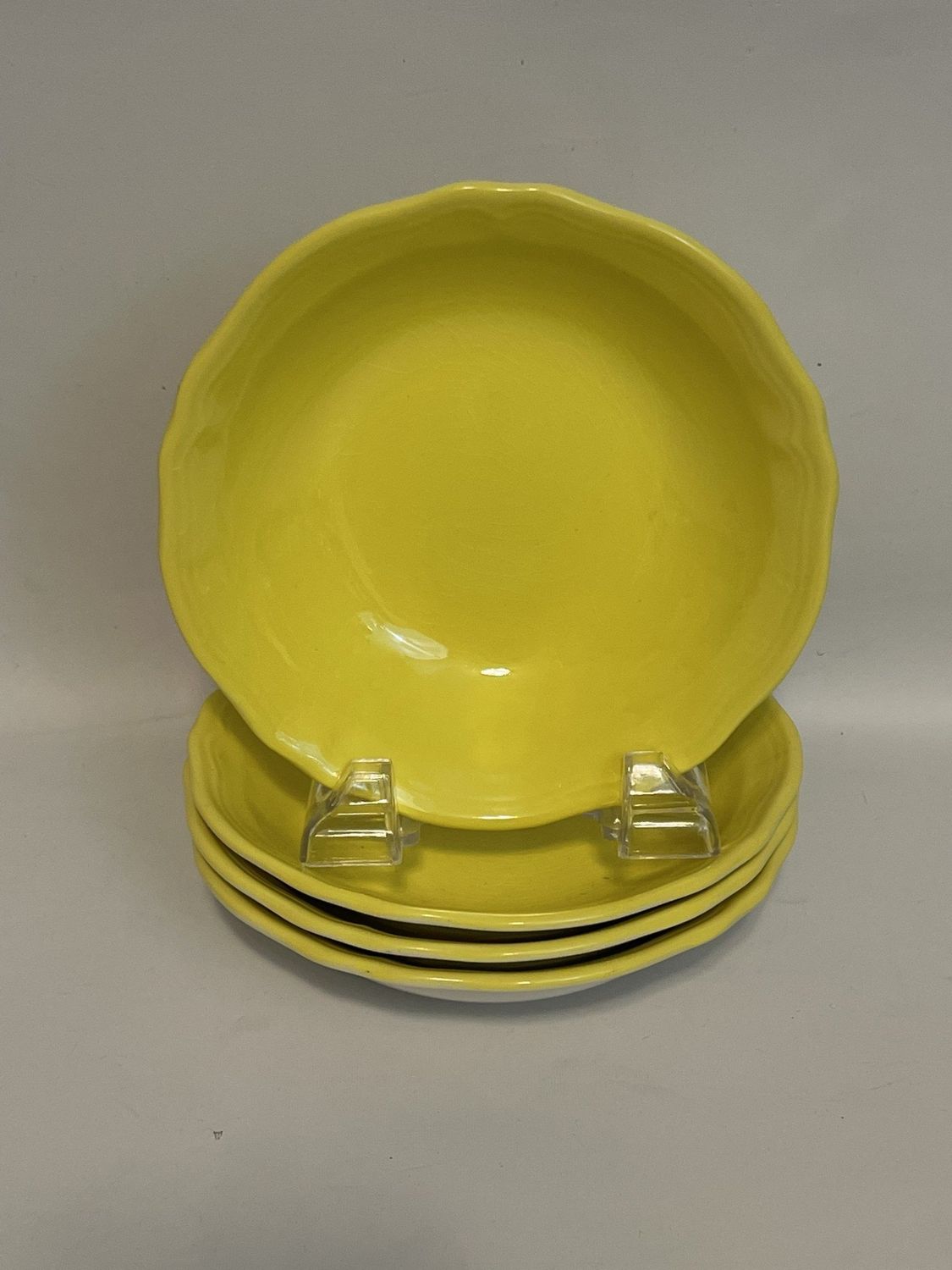 SEARS FEDERALIST LEMON YELLOW CEREAL BOWL SET OF 4