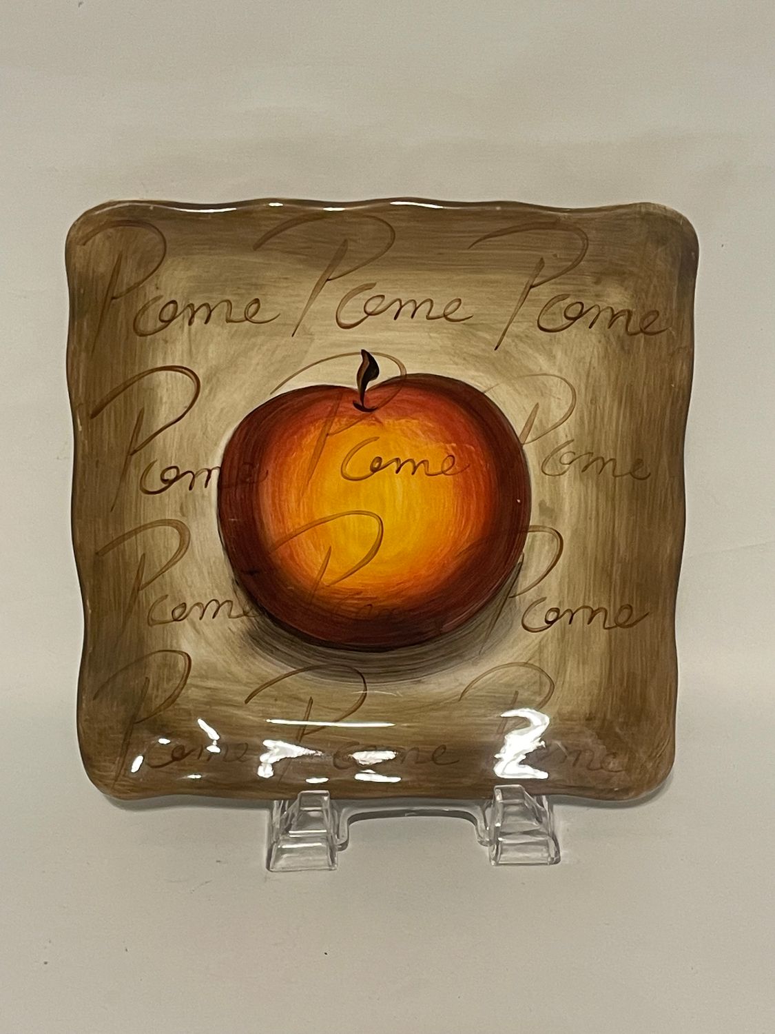 FRUITION SQUARE SALAD PLATE APPLE 8 3/4"