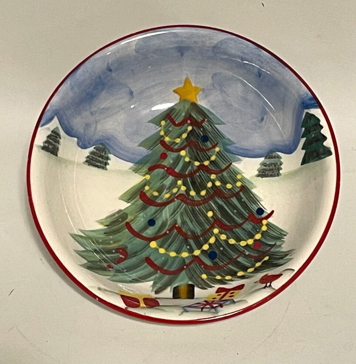 CHRISTMAS DOLOMITE BOWL SET OF 2 6 3/4"