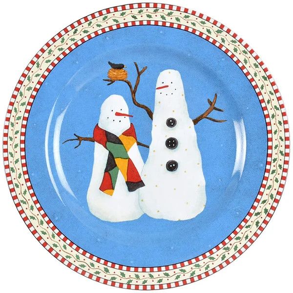 SNOWMAN SALAD PLATE 8 1/8" 2 NO HATS