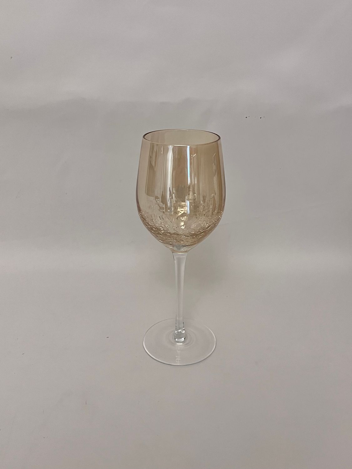 AMBER CKACKLED LUSTRE WHITE WINE 9" LUSTER