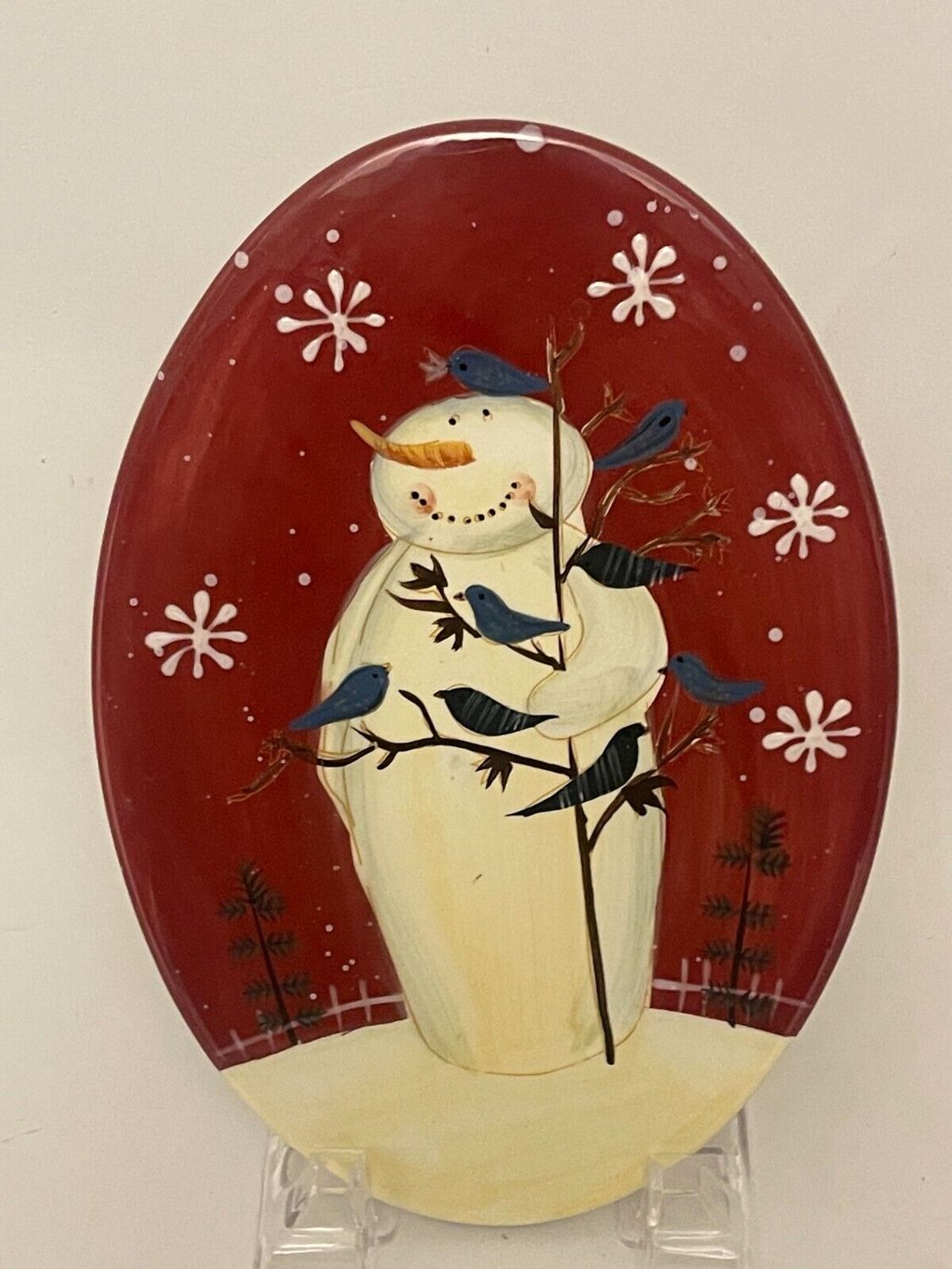 TWILIGHT SNOWMAN RED CHEESE TRAY AND KNIFE SET