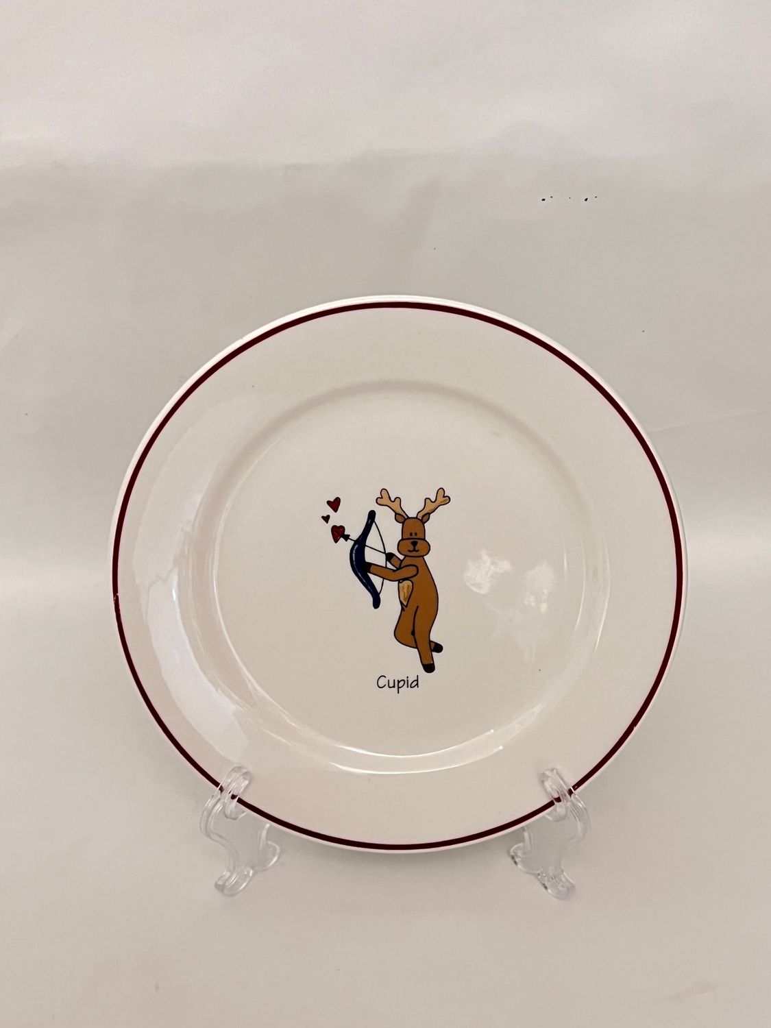 SANTA'S REINDEER SALAD PLATE 8 1/4" CUPID