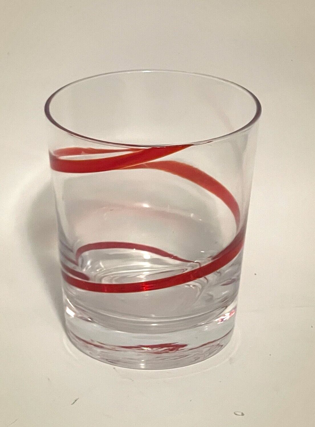 SWIRLINE RED DOUBLE OLD FASHIONED GLASS