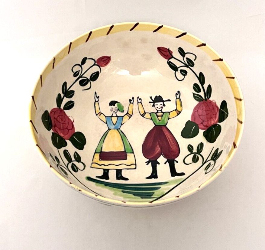 FOLK ART DUTCH CEREAL BOWL 6"