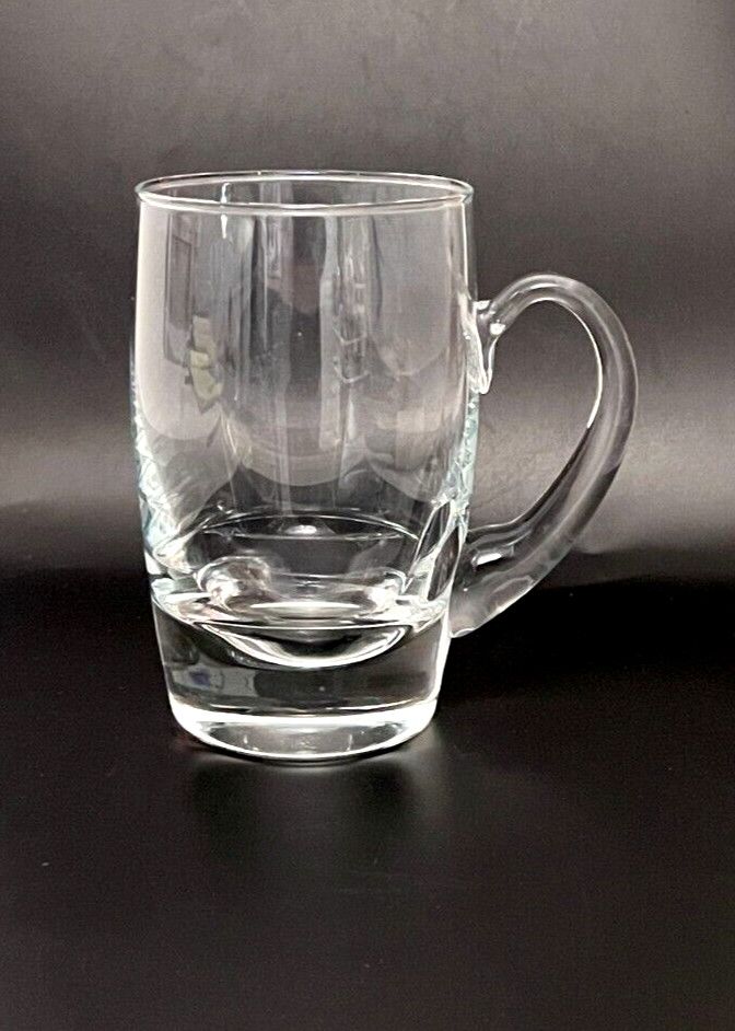 LARGE BEER MUG WITH HANDLE 6" CLEAR GLASS