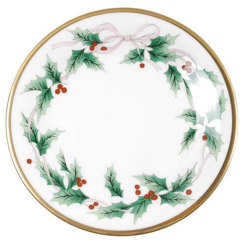 RIBBON HOLLY BREAD AND BUTTER PLATES 6 5/8"