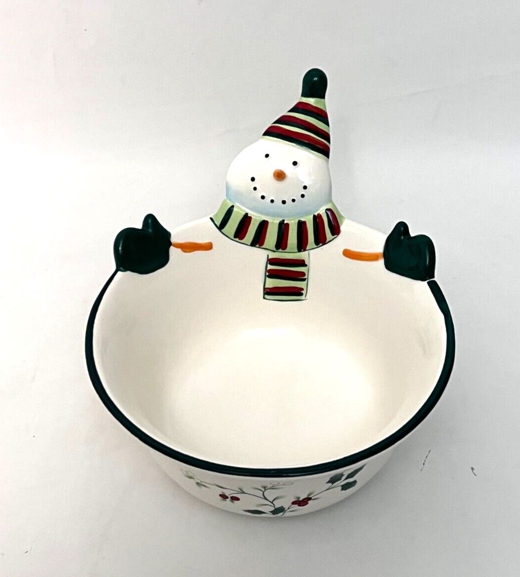 WINTERBERRY FIGURAL SNOWMAN BOWL 9 1/4"