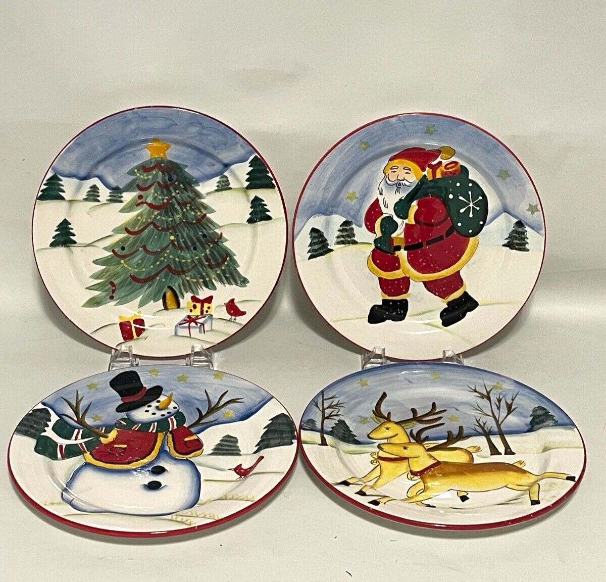 CHRISTMAS DOLOMITE DINNER PLATES SET OF 4 10"