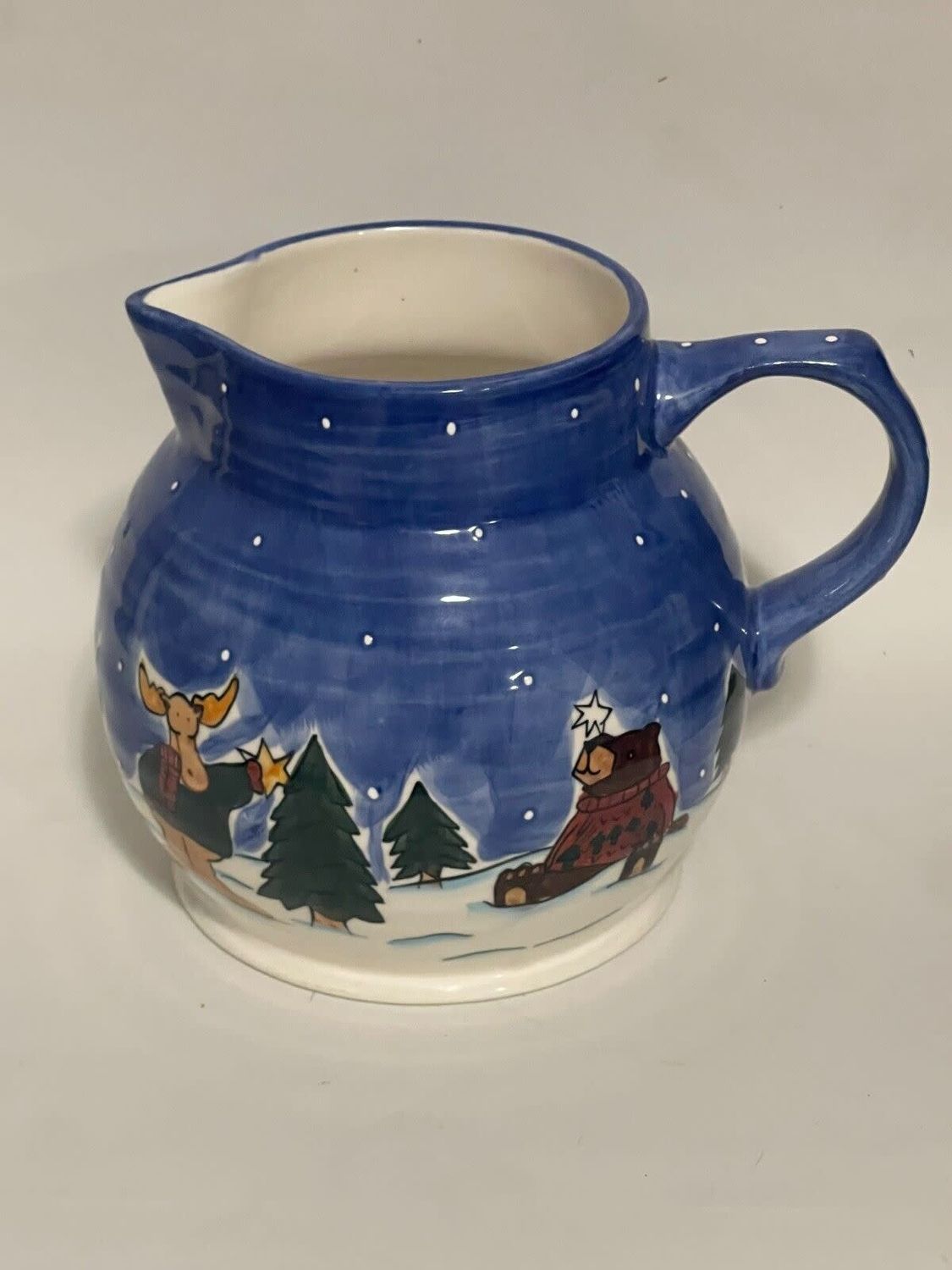 MOOSE, BEAR AND SNOWMAN PITCHER 7 "