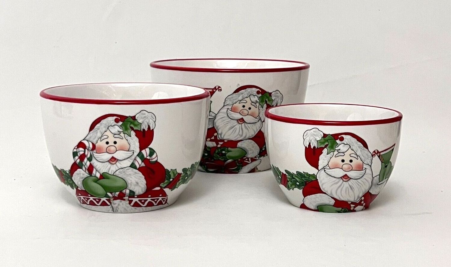 CANDY CANE SANTA NESTING BOWLS SET OF 3