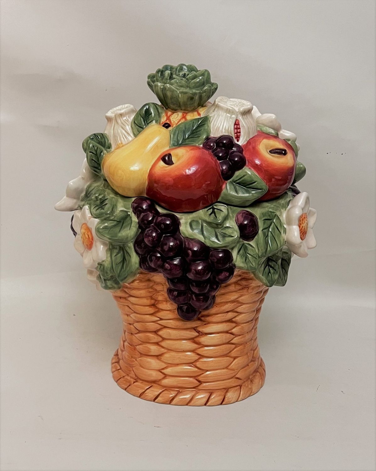 FRUIT &amp; SUNFLOWER COOKIE JAR 12.5"