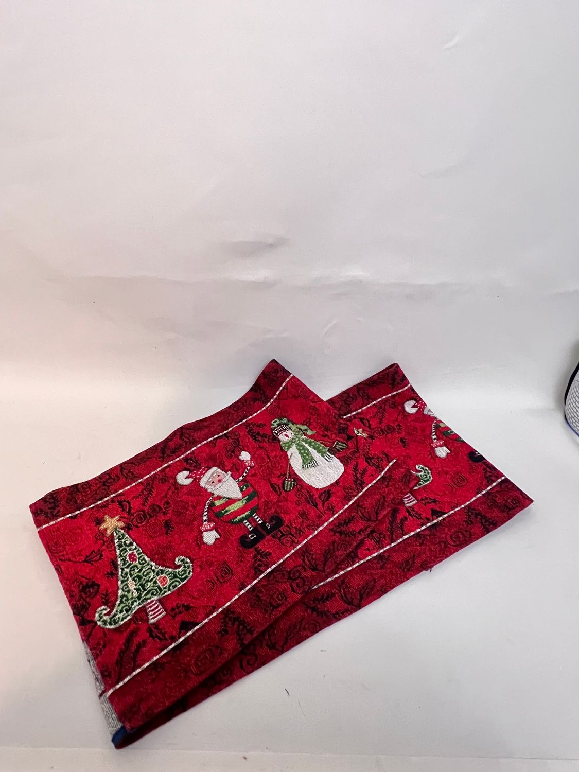 TREE SNOWMAN  SANTA TABLE RUNNER 12"X 70"